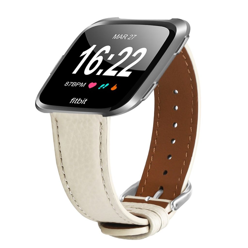 Fitbit Versa/Versa Lite/Versa 2 Urrem PU Læder – Beige
