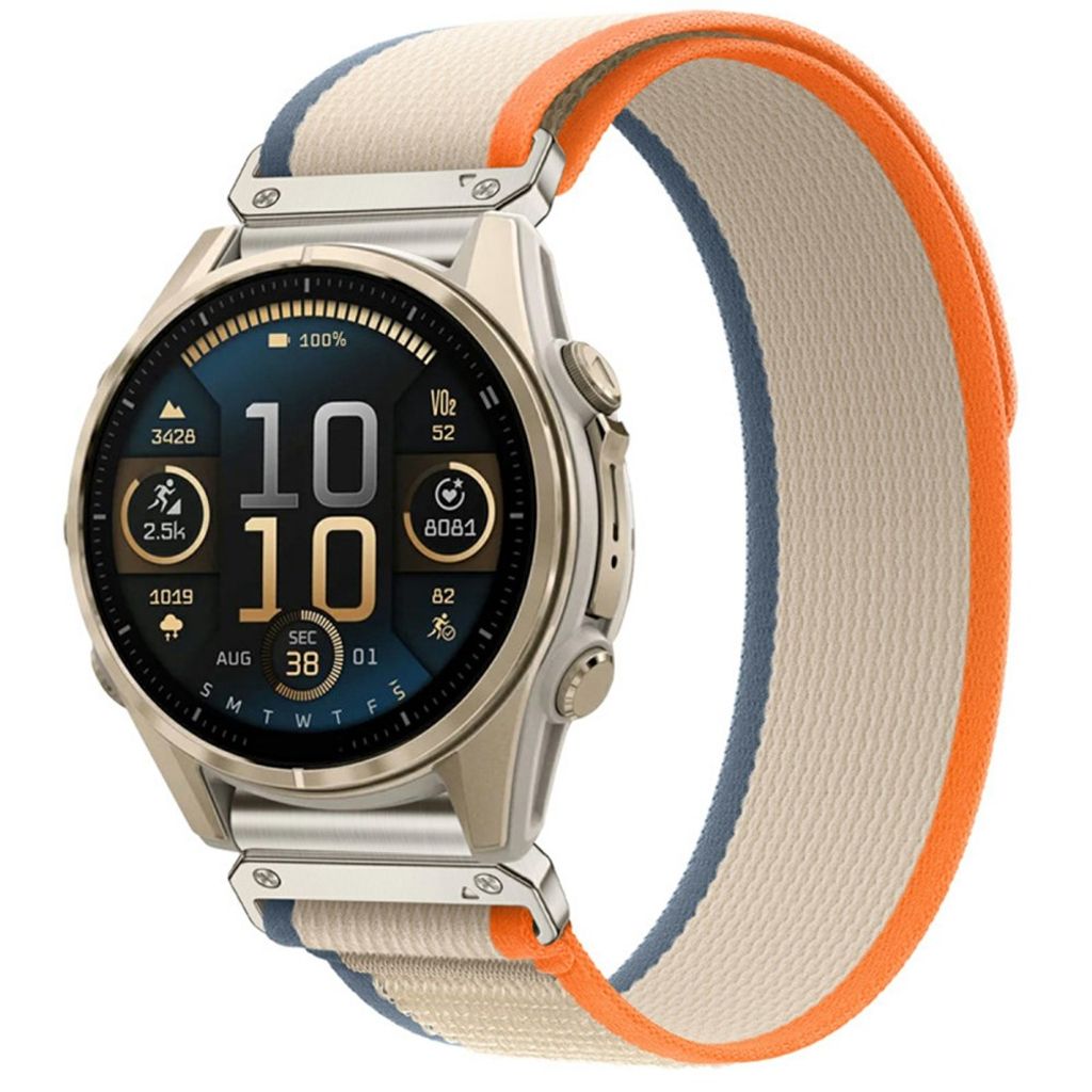 Garmin Fenix 8 Pro/Quatix 8/Tactix 8 47mm Klockarmband i Nylon - Orange/Beige