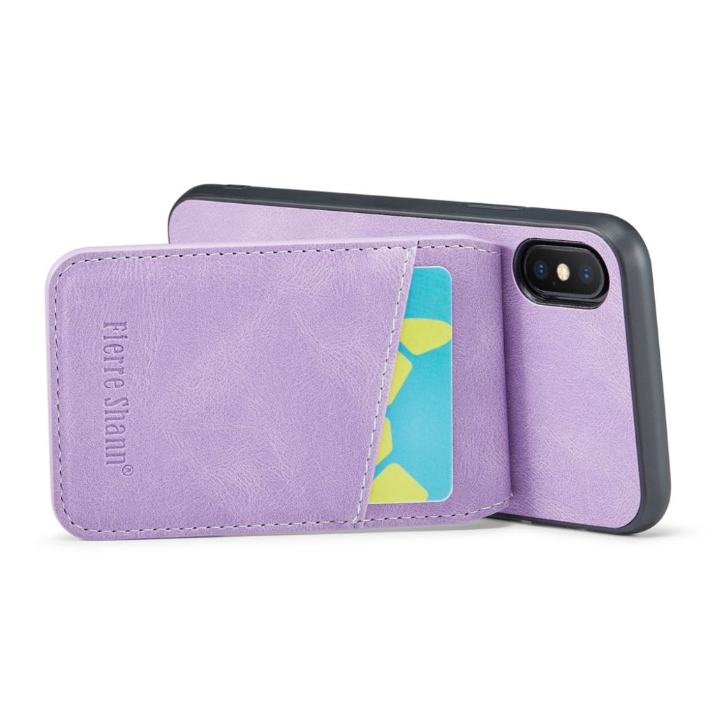 Fierer Shann iPhone XS Max Pungcover med Kortholder og Stativ – Lilla