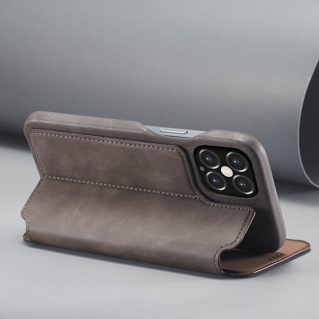 LC.IMEEKE iPhone 12 Pro / 12 Pungetui med Stativ - Grå