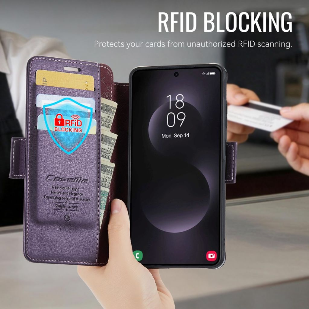 CASEME 053  Samsung Galaxy S24 Ultra  Flip Cover MagSafe RFID-blokerende - Lilla