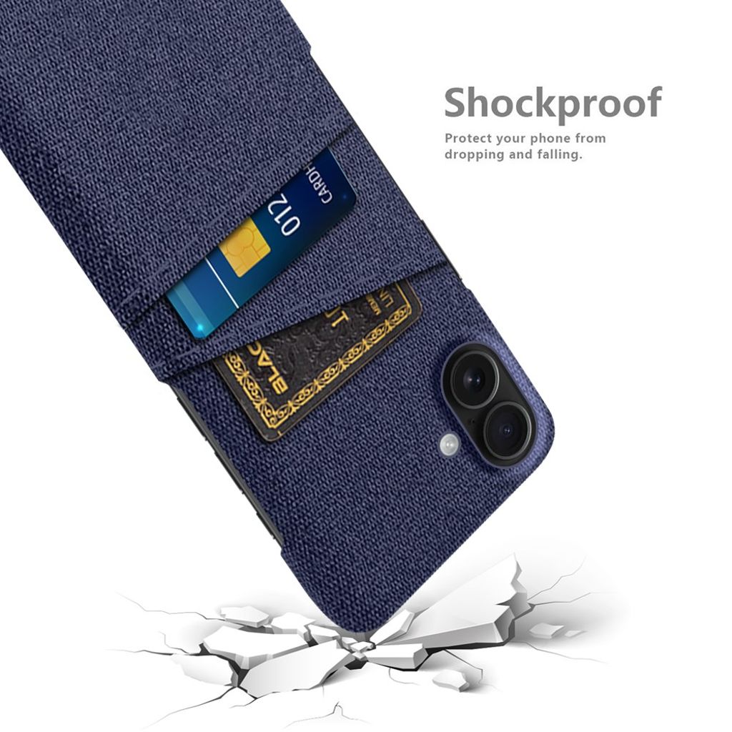 iPhone 17 Skal i Textil med 2 Kortfack - Blå