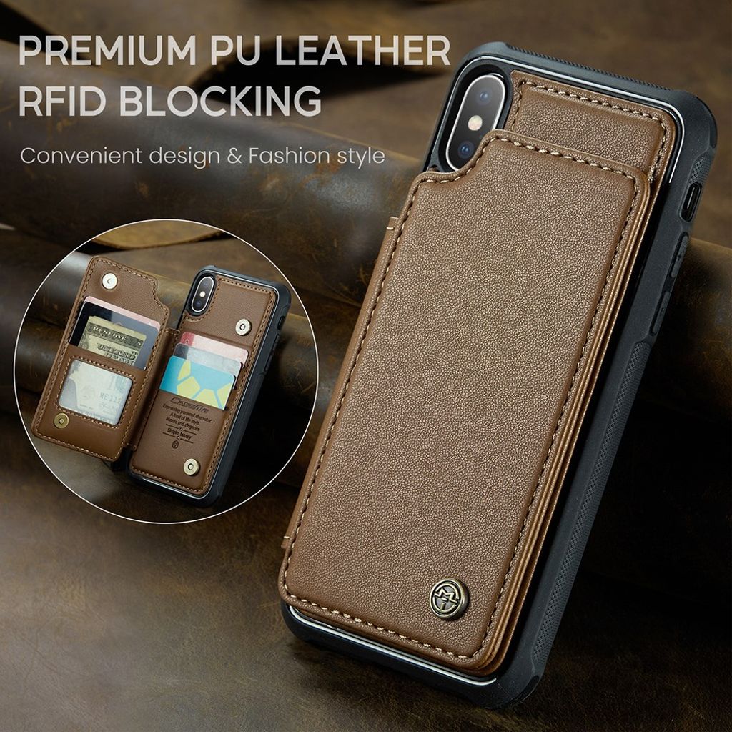 CASEME iPhone XS Max Pungcover med RFID Kortholder – Brun