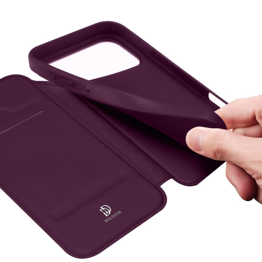 DUX DUCIS iPhone 18 Pro / 17 Pro Lompakkokotelo PU-nahka - Dark Cherry