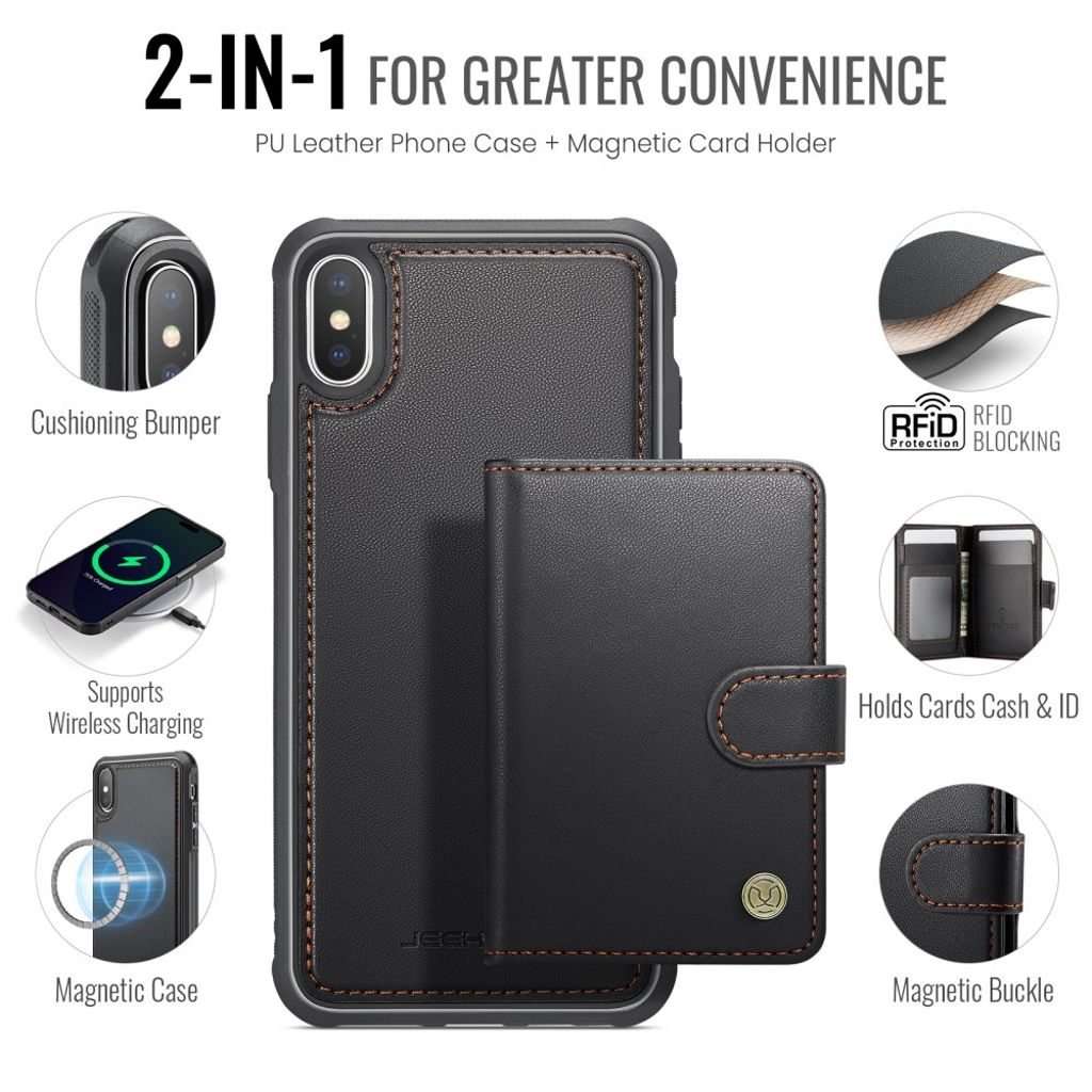 JEEHOOD iPhone XS Max Pungcover Kortholder RFID MagSafe – Sort