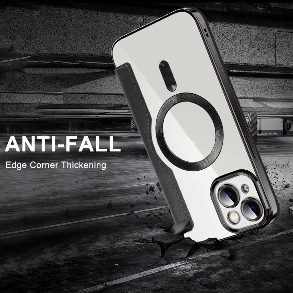 iPhone 14 Plus Plånboksfodral MagSafe RFID-blockerande - Svartgrön