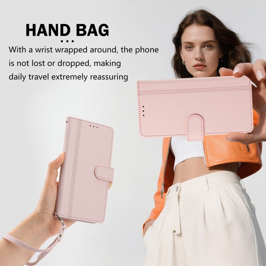 Xiaomi 17T Lompakkokotelo käsihihnalla - Vaaleanpunainen