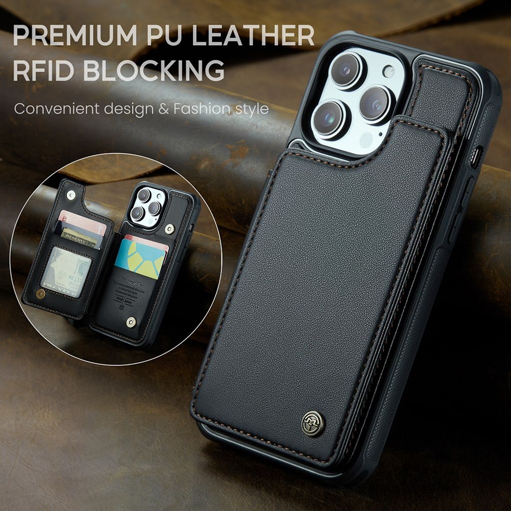 iPhone 13 Pro lompakkokuori CASEME C22 RFID-estävä – Musta