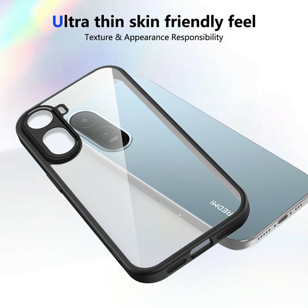 Xiaomi Poco C85x 5G/Redmi A7 Pro Skal Stötsäker Transparent - Svart