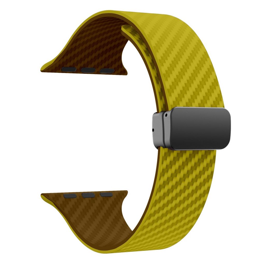 Apple Watch 49 / 46 / 44 / 42mm Klockarmband kolfibertextur - Gul/Brun