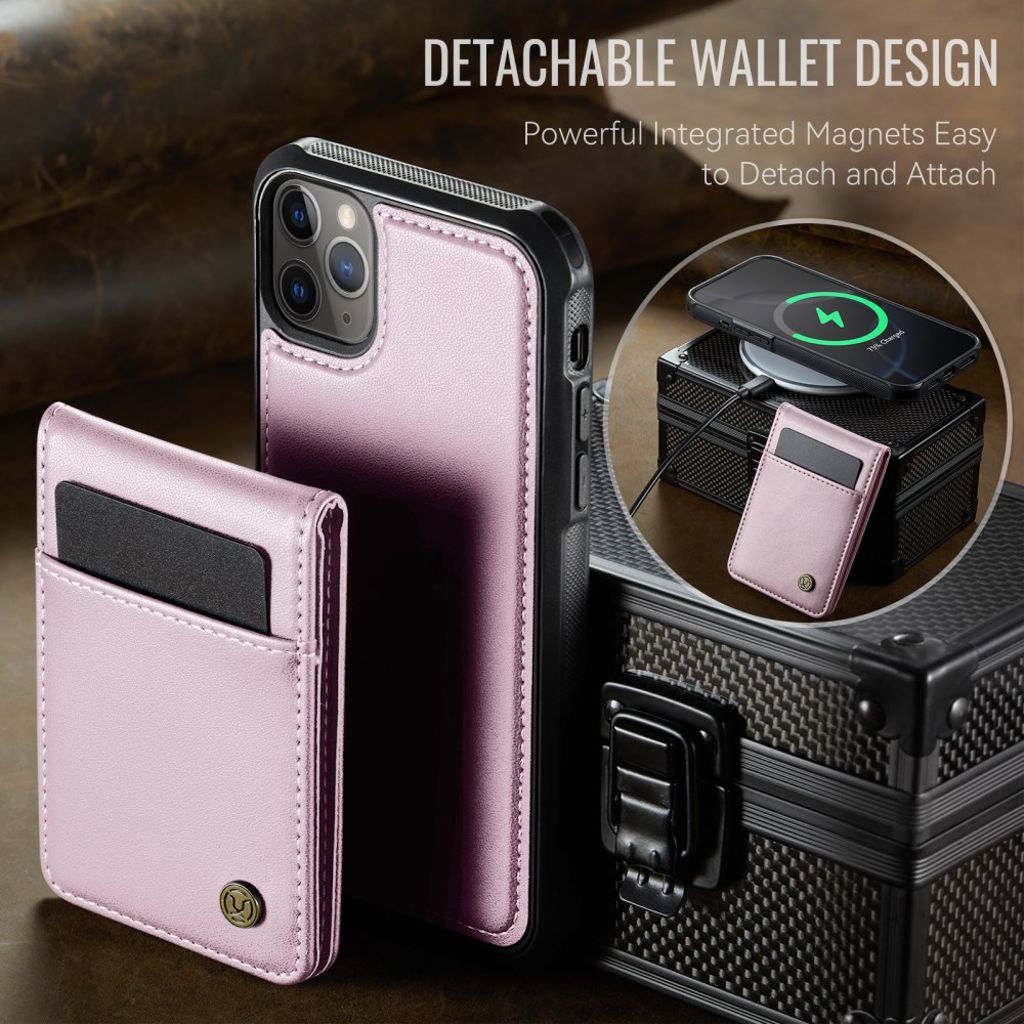 JEEHOOD iPhone 11 Pro Max Pungcover MagSafe Kortholder RFID – Lyserød