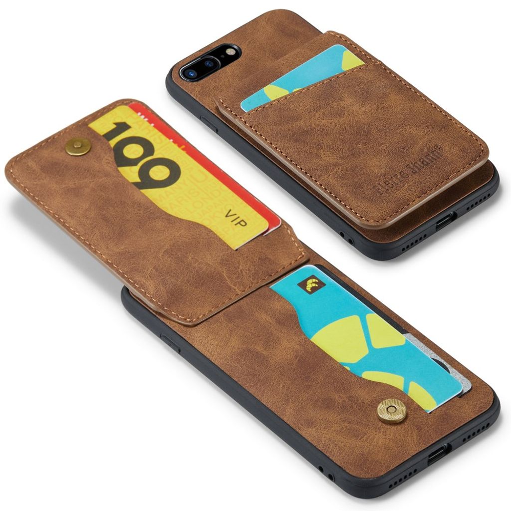 FIERRE SHANN iPhone 7 Plus / 8 Plus Cover med Kortplads - Brun