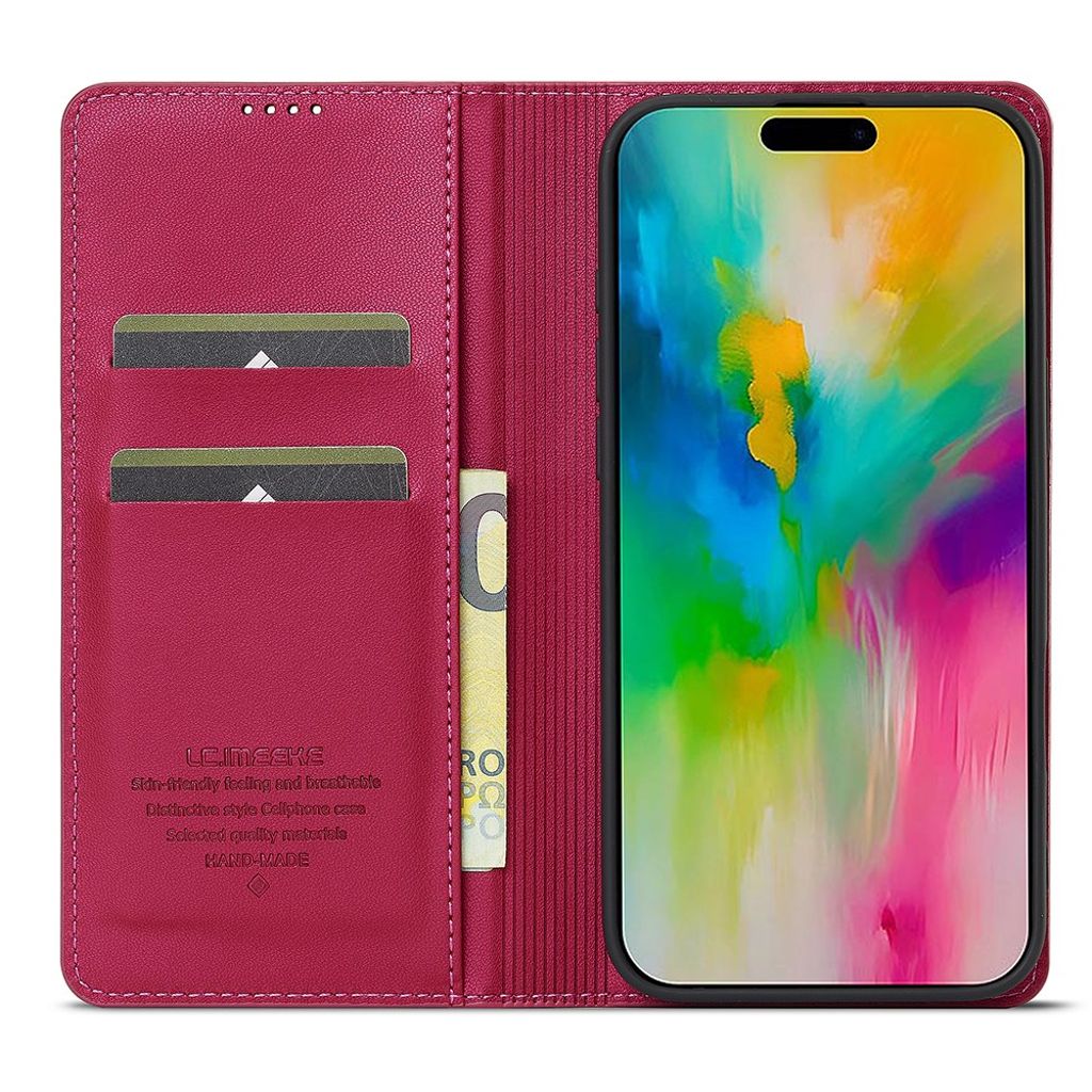 LC.IMEEKE iPhone 17 lompakkokotelo - vaaleanpunainen