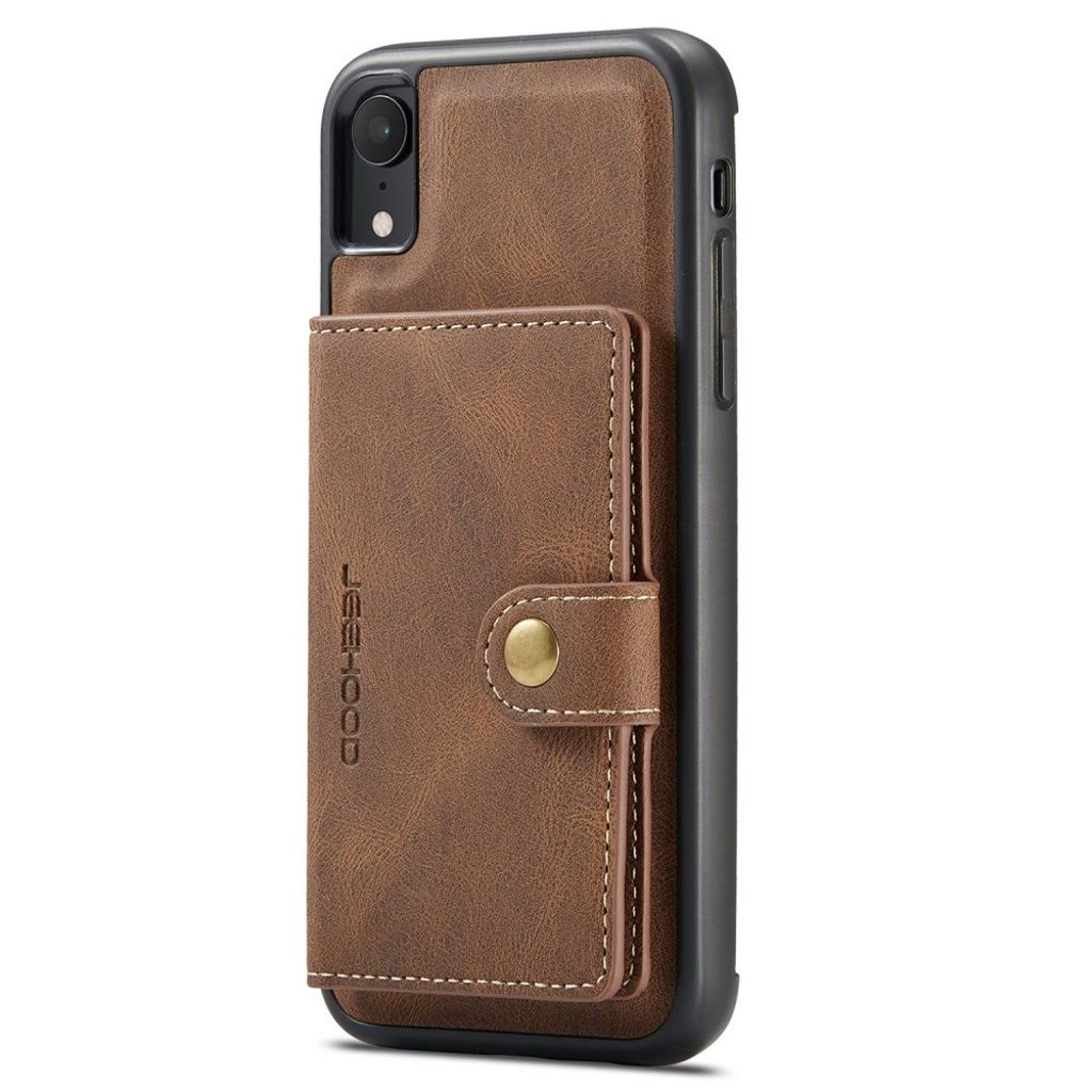 JEEHOOD Plånboksskal med stativ för iPhone XR – Brun