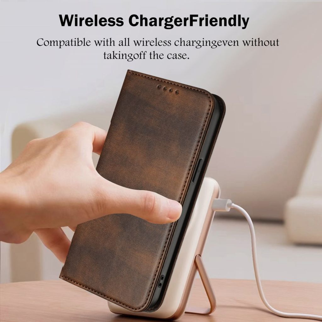 iPhone 18 Pro/17 Pro Flip Cover i PU-læder med RFID-blokering - Brun
