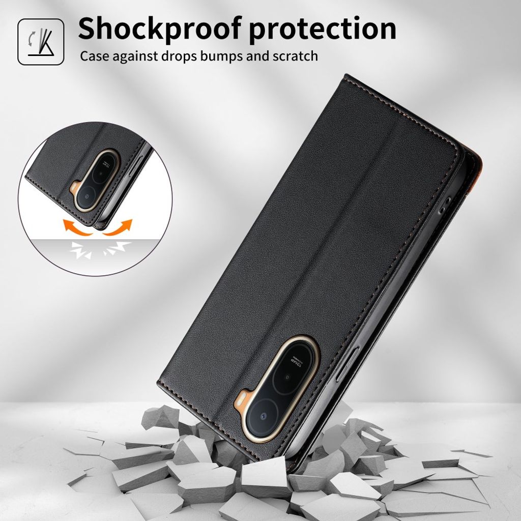DIERFENG Xiaomi Poco C85x 5G/Redmi A7 Pro Plånboksfodral RFID Blocking - Svart