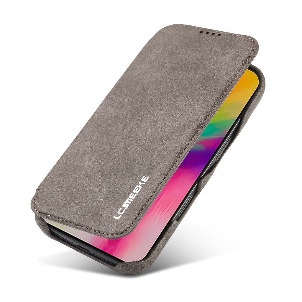 LC.IMEEKE Plånboksfodral Korthållare Stativ för iPhone 16 Pro Max – Brun