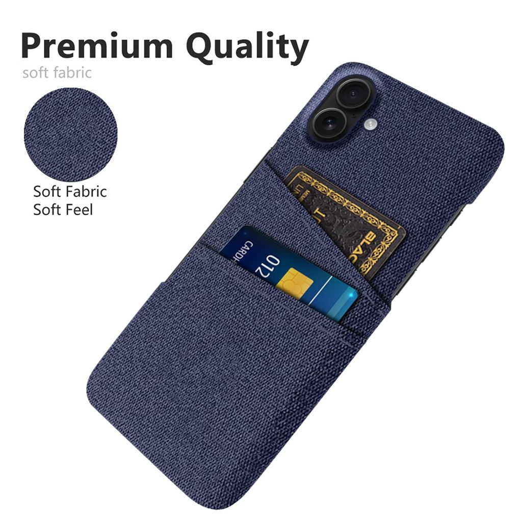 iPhone 17 Skal i Textil med 2 Kortfack - Blå