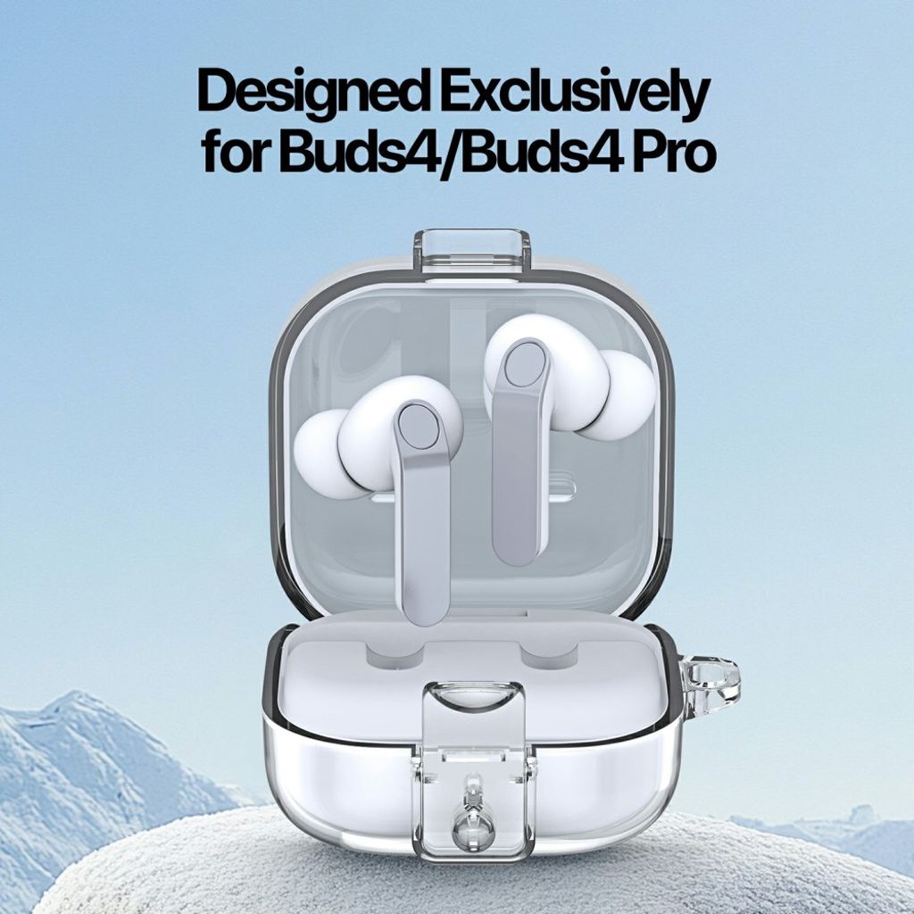 DUX DUCIS Samsung Galaxy Buds4/Buds4 Pro Kuori Metallikarabiini - Läpinäkyvä pinkki