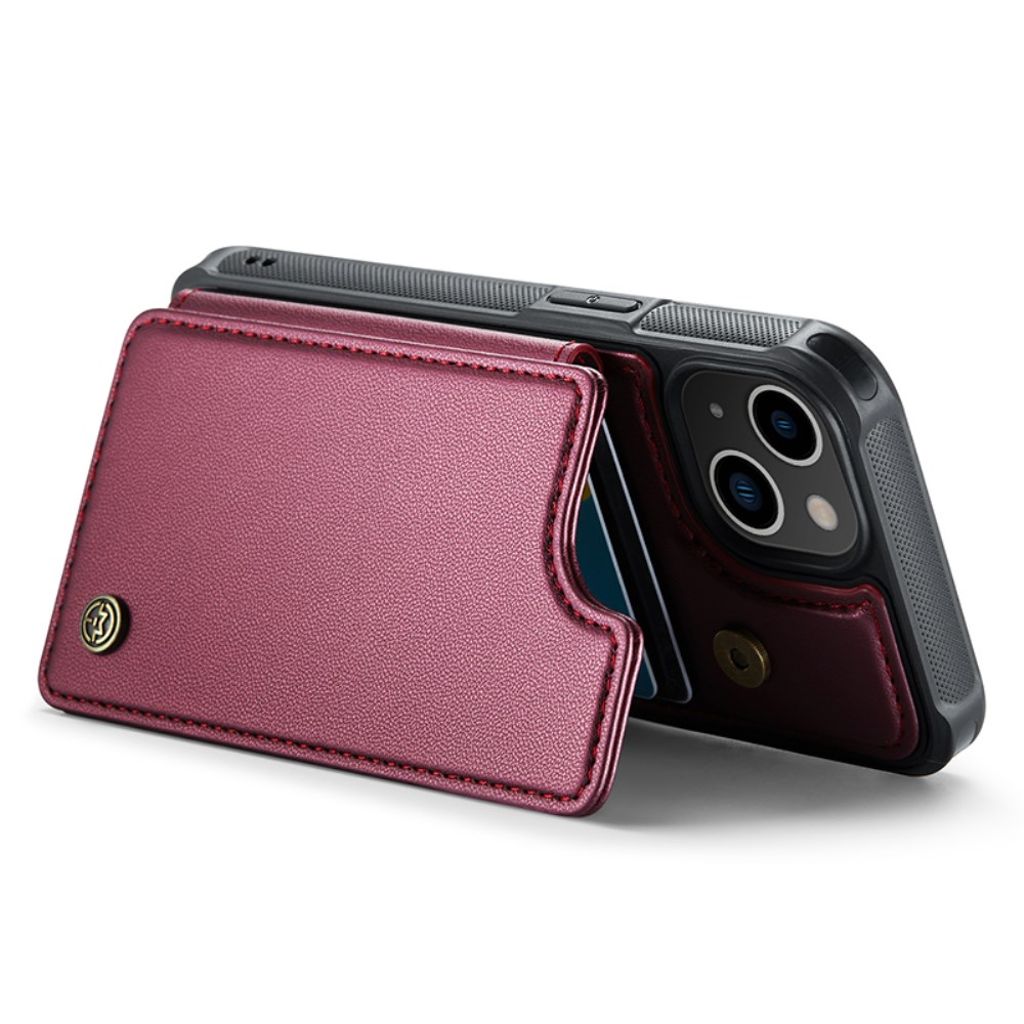 CASEME C22 iPhone 14 RFID-blokerende Cover Kortholder - Rød