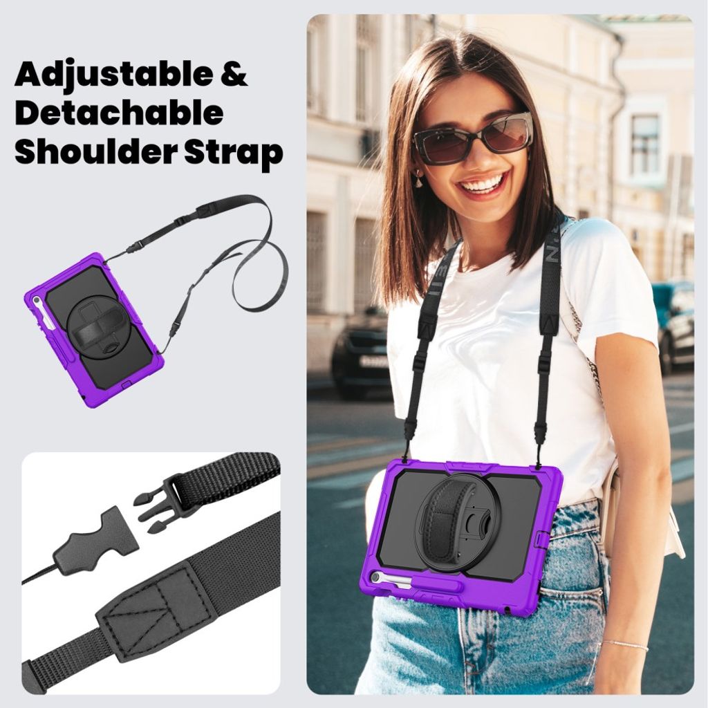 Samsung Galaxy Tab S10 FE Plus Case with Shoulder Strap - Purple