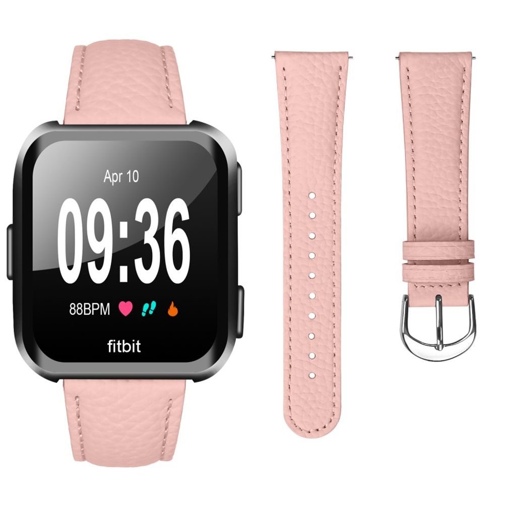 Fitbit Versa/Lite/2 Urrem PU Læder Litchi Struktur – Lyserød
