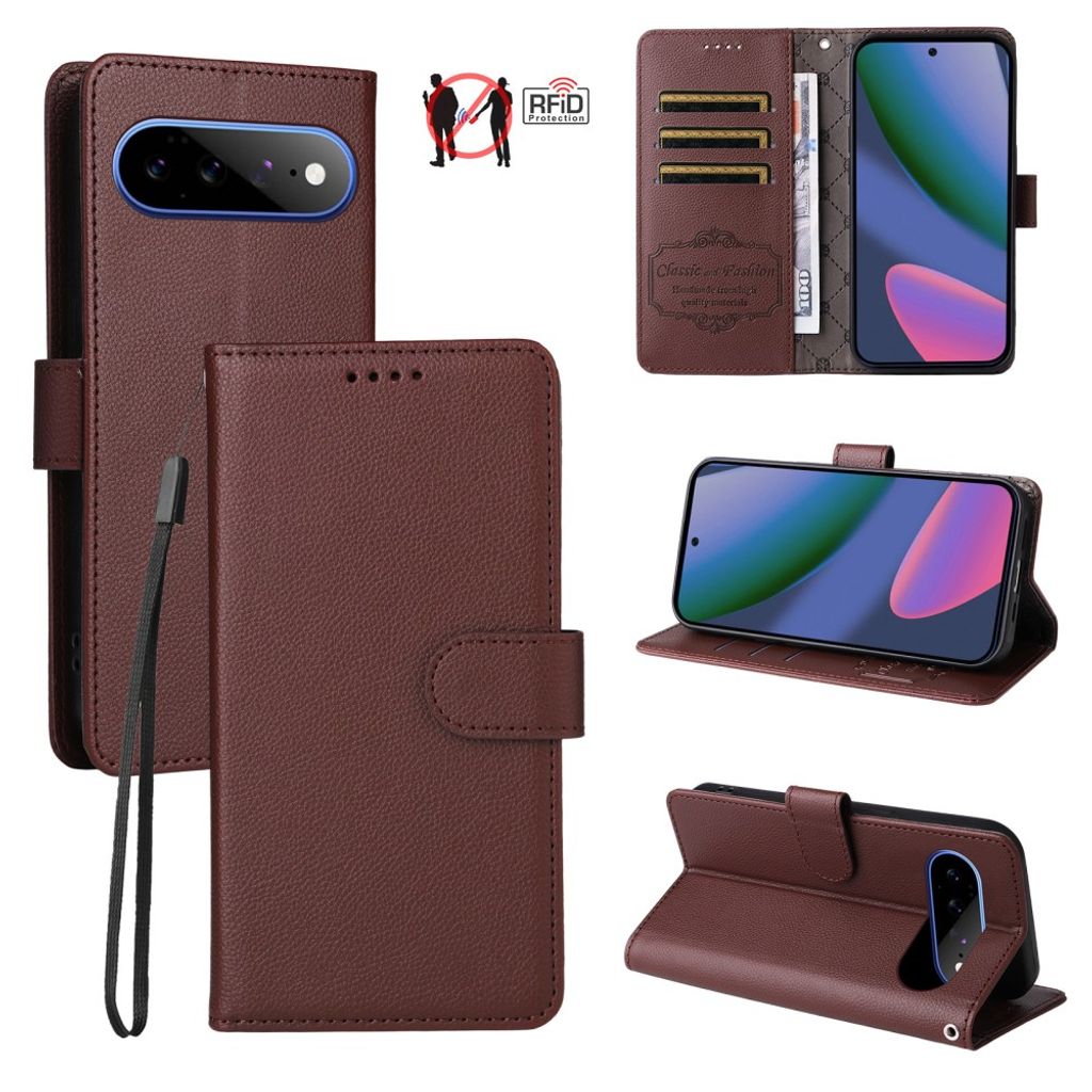 Google Pixel 11 Pro XL RFID-Blokkerende Lommeboketui 3 Kortspor PU-lær - Brun
