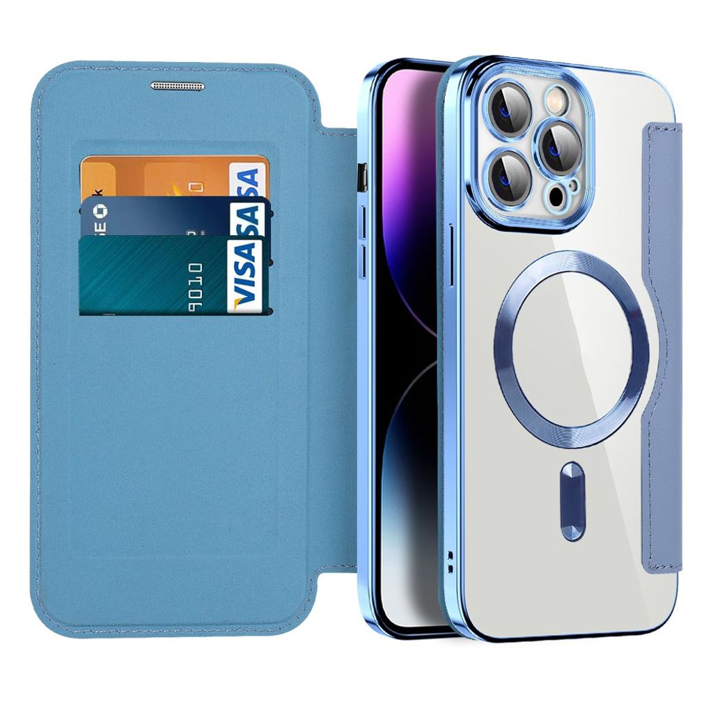 iPhone 14 Pro Max Wallet Cover MagSafe RFID Blocking - Baby Blue