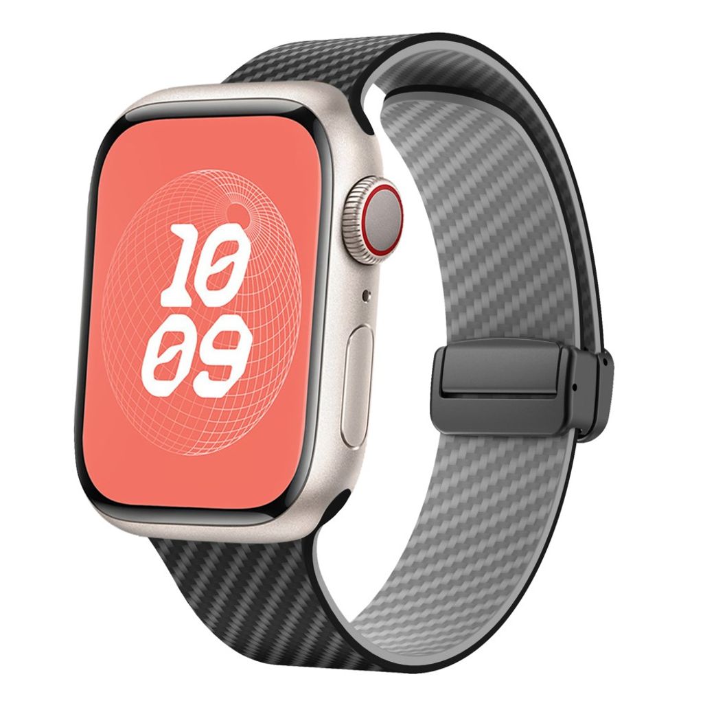 Apple Watch 42 / 41/ 40 / 38mm Klockarmband kolfibertextur - Svart/Grå