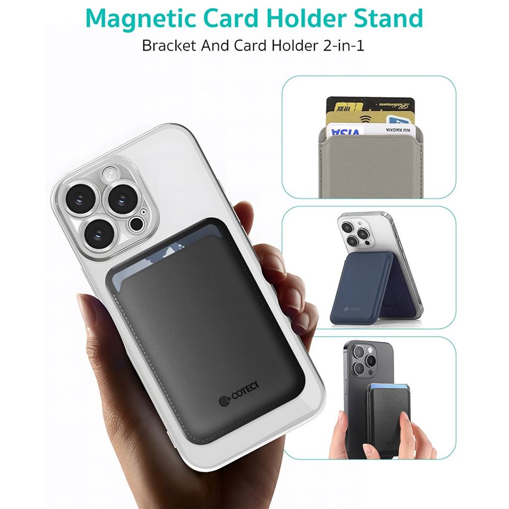 COTECi TR-052 MagSafe-kortholder med støtteben – titangrå