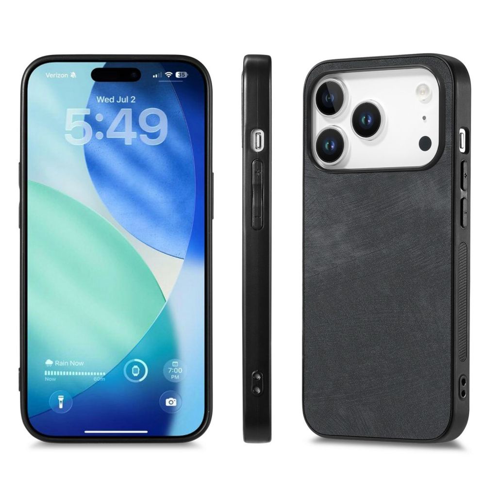 iPhone 18 Pro/17 Pro Kuori PU-nahkaa - Musta