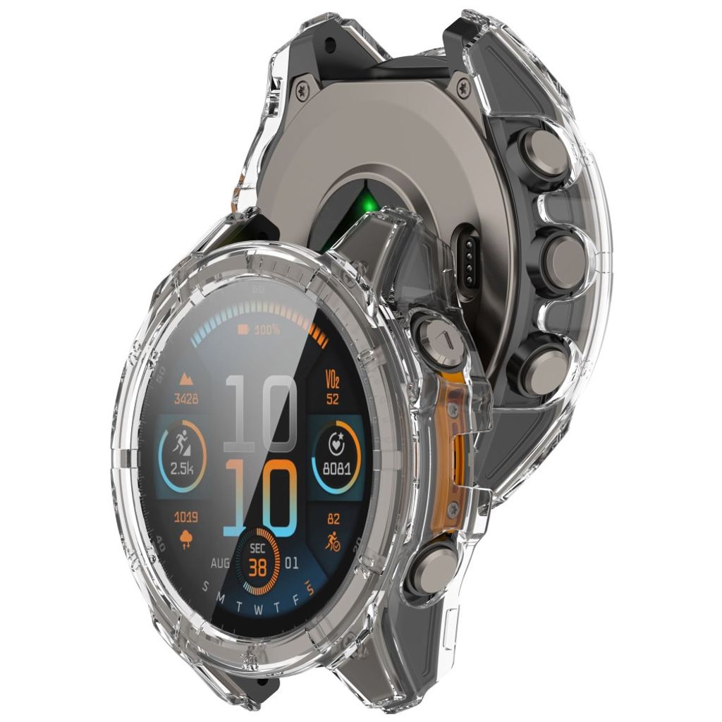 Garmin Fenix 8 47mm Case with Tempered Glass Screen Protector – Transparent