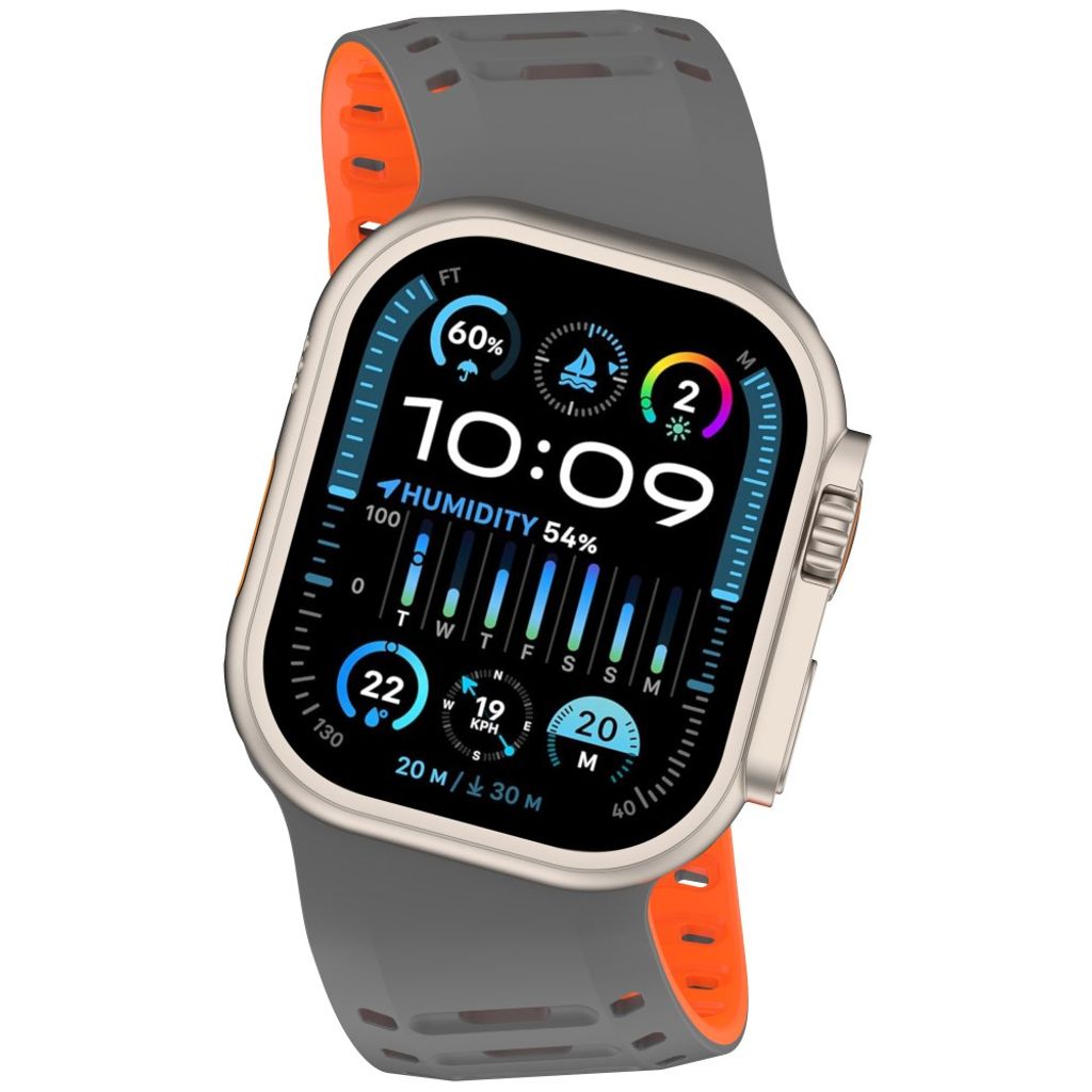 Apple Watch 49/46/44/42mm Klockarmband i Silikon Magnetisk - Grå/Orange
