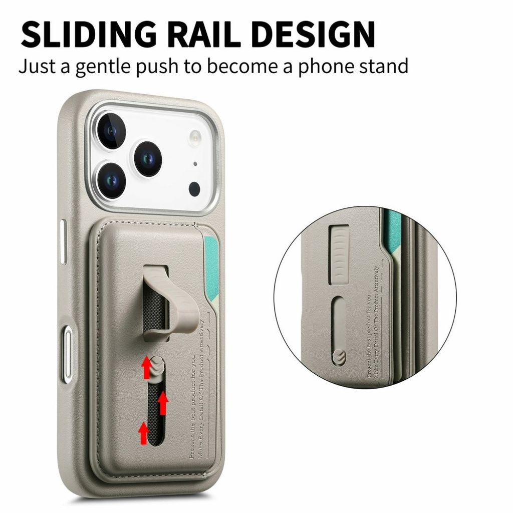 iPhone 18 Pro & iPhone 17 Pro MagSafe-yhteensopiva irrotettava Kortin haltija Kuori - Harmaa