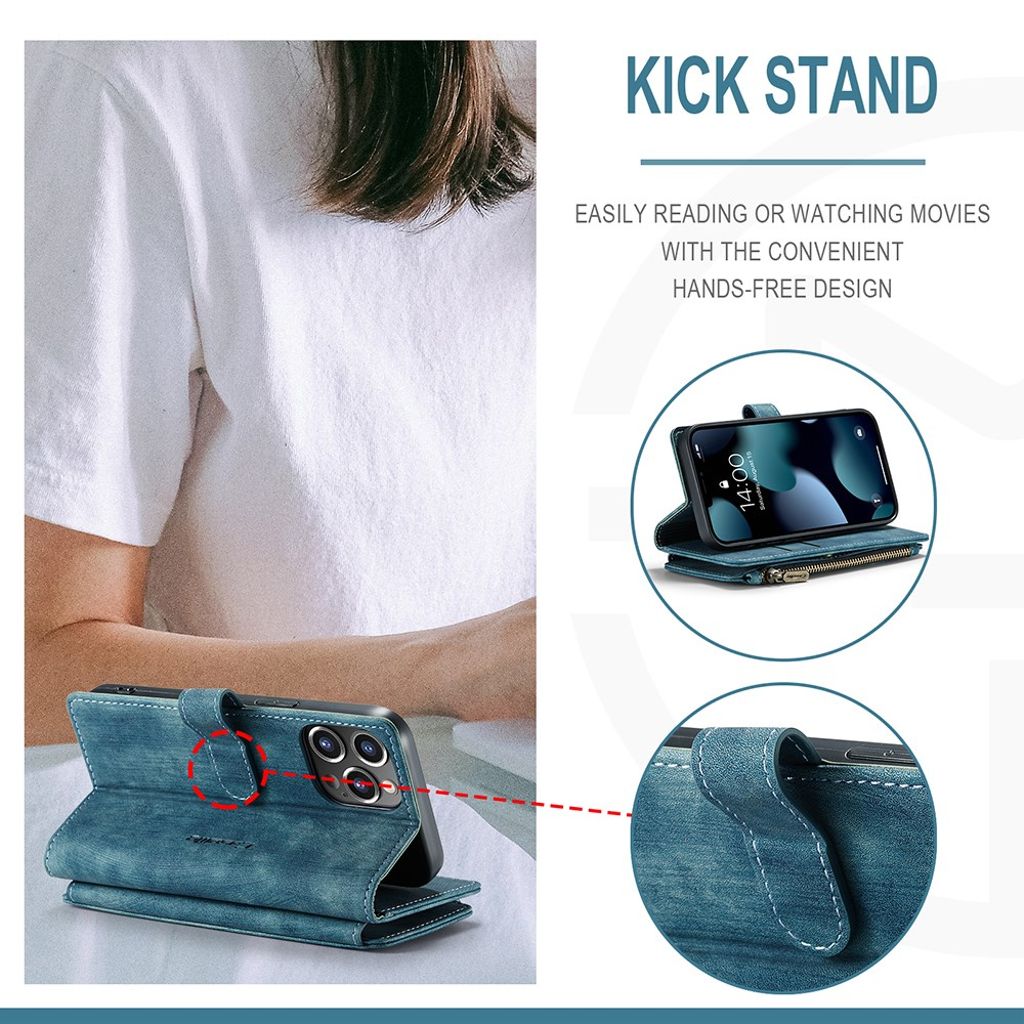 CASEME iPhone 13 Pro Lompakkokotelo Kortin Haltija - Sininen