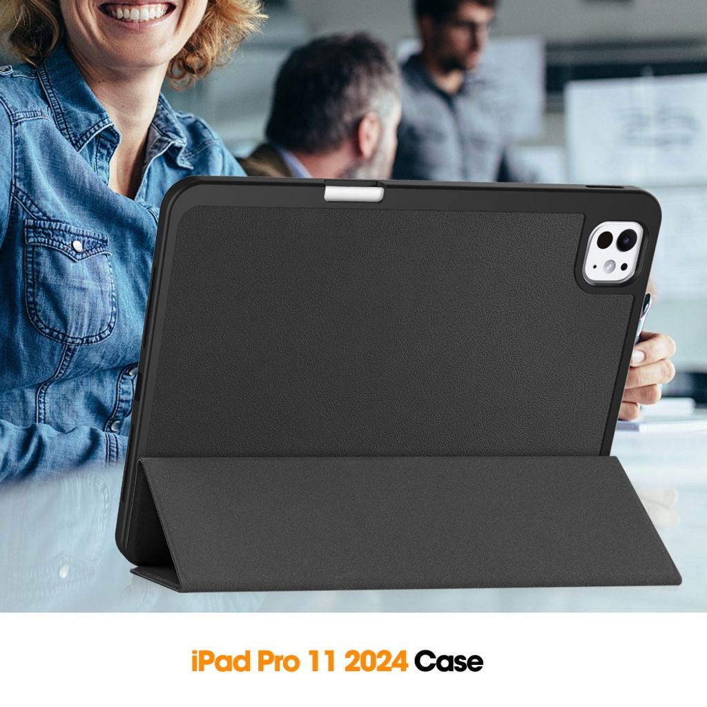 iPad Pro 11" 2025/2024 Tri-fold etui med holder for styluspenn - Svart