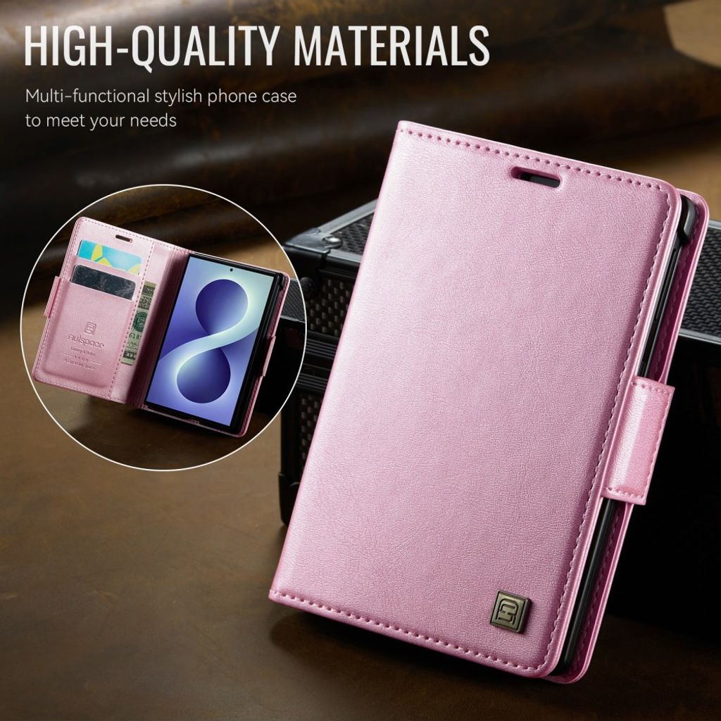 AUTSPACE Samsung Galaxy Z Fold8 Lompakkokotelo PU-nahka RFID-suojattu - Vaaleanpunainen