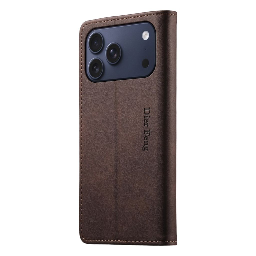 DIERFENG iPhone 18 Pro Max/17 Pro Max Lommeboketui RFID-blokkerende - Mørk brun