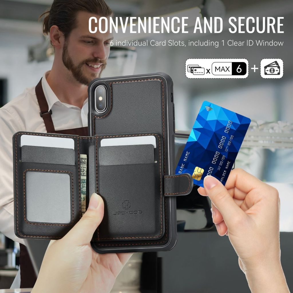 JEEHOOD iPhone XS Max Pungcover Kortholder RFID MagSafe – Sort