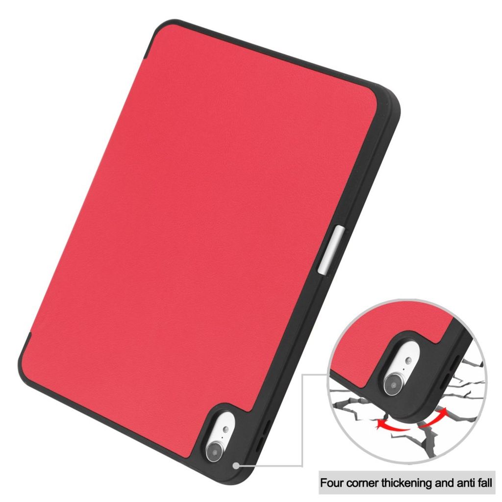 iPad A16 11" 2025/10.9" 2024 Tri-fold flip cover i PU-læder med holder til styluspen - Rød