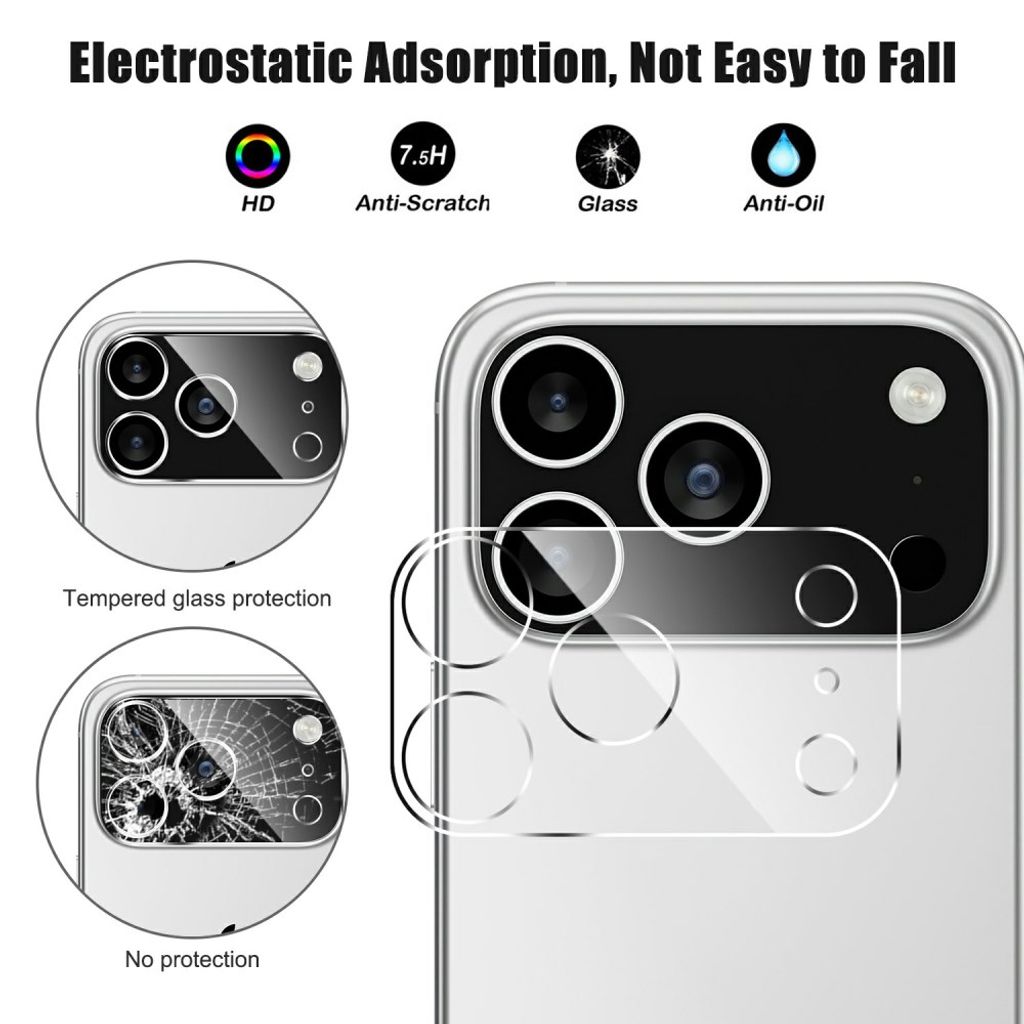 iPhone 18 Pro Linsskydd Härdat Glas Full Täckning - Transparent
