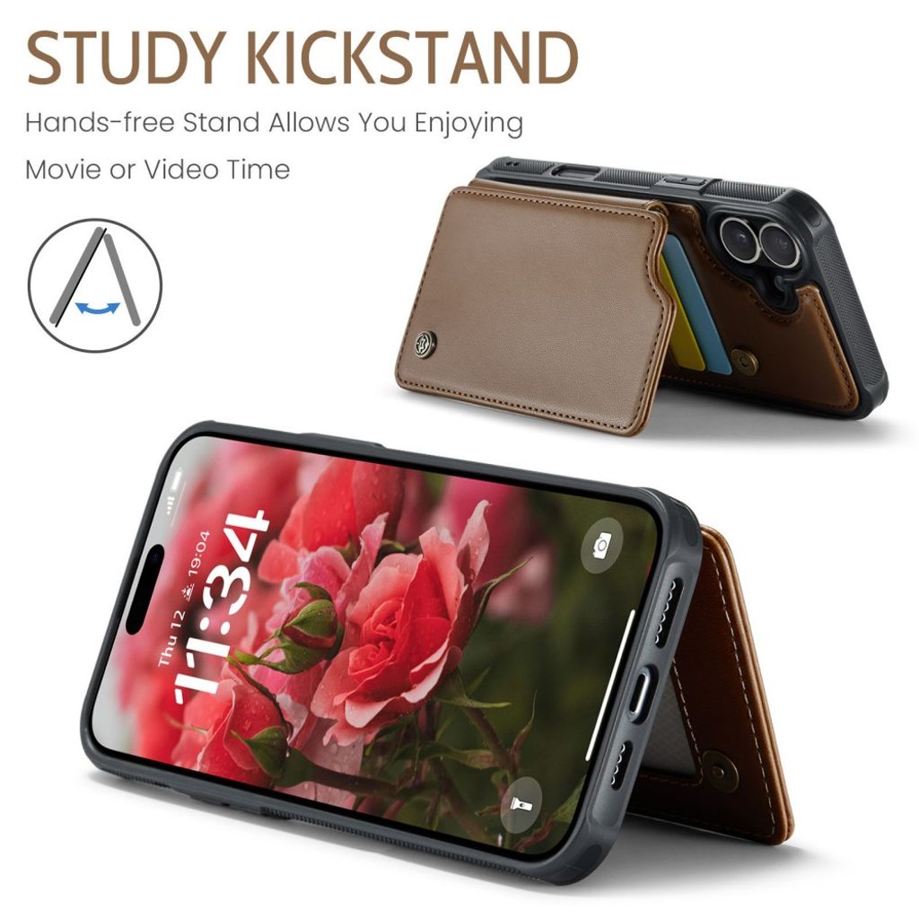 CASEME iPhone 16 Plus Case with 5 Card slots - Brown