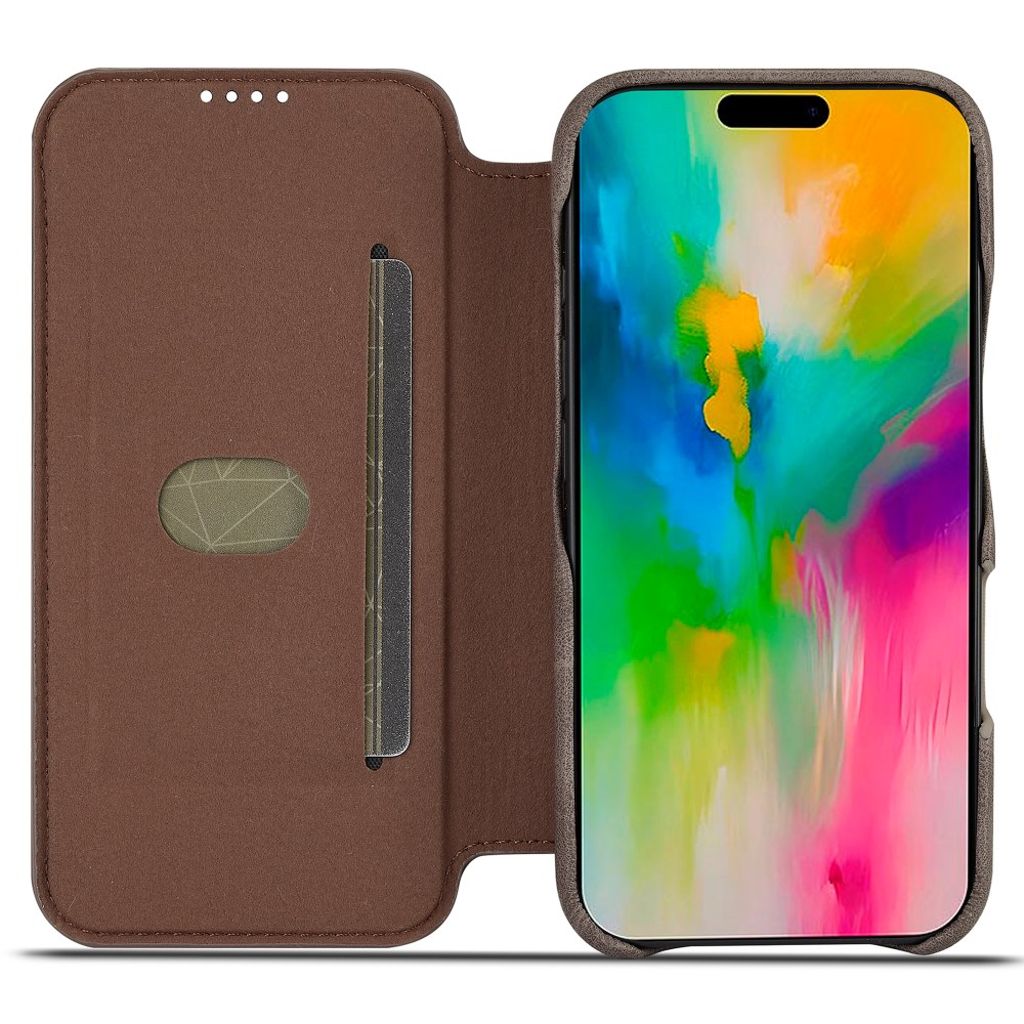 LC.IMEEKE iPhone 16 Plus Wallet Cover Card Holder Stand – Coffee