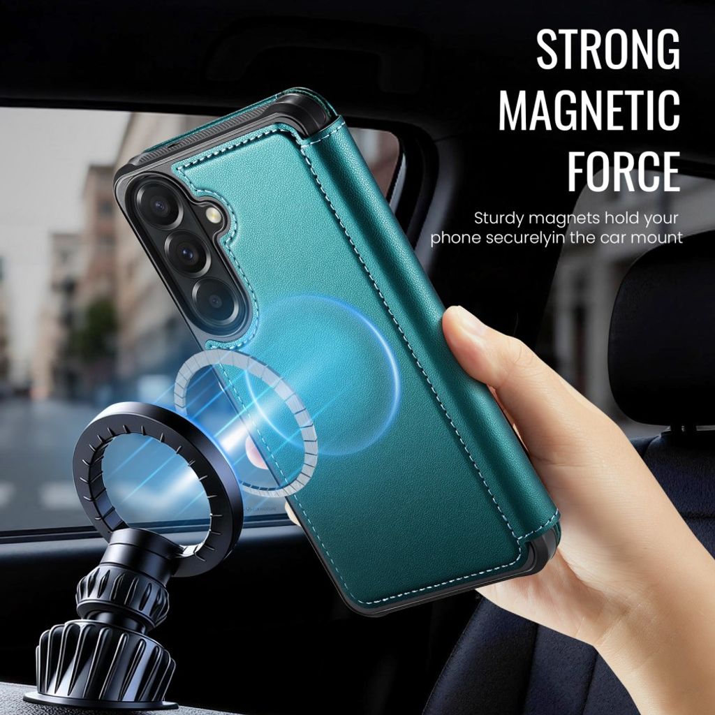 CASEME 053 Samsung Galaxy A17/A16/A26 Lompakkokotelo MagSafe RFID-estävä - Turkoosi