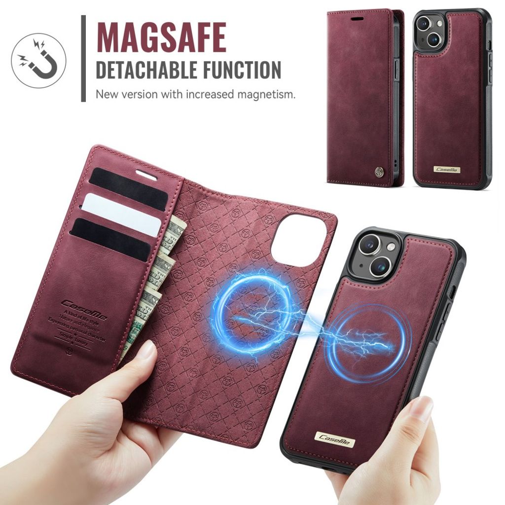 iPhone 13 CASEME C49 Wallet Cover MagSafe RFID Detachable - Red