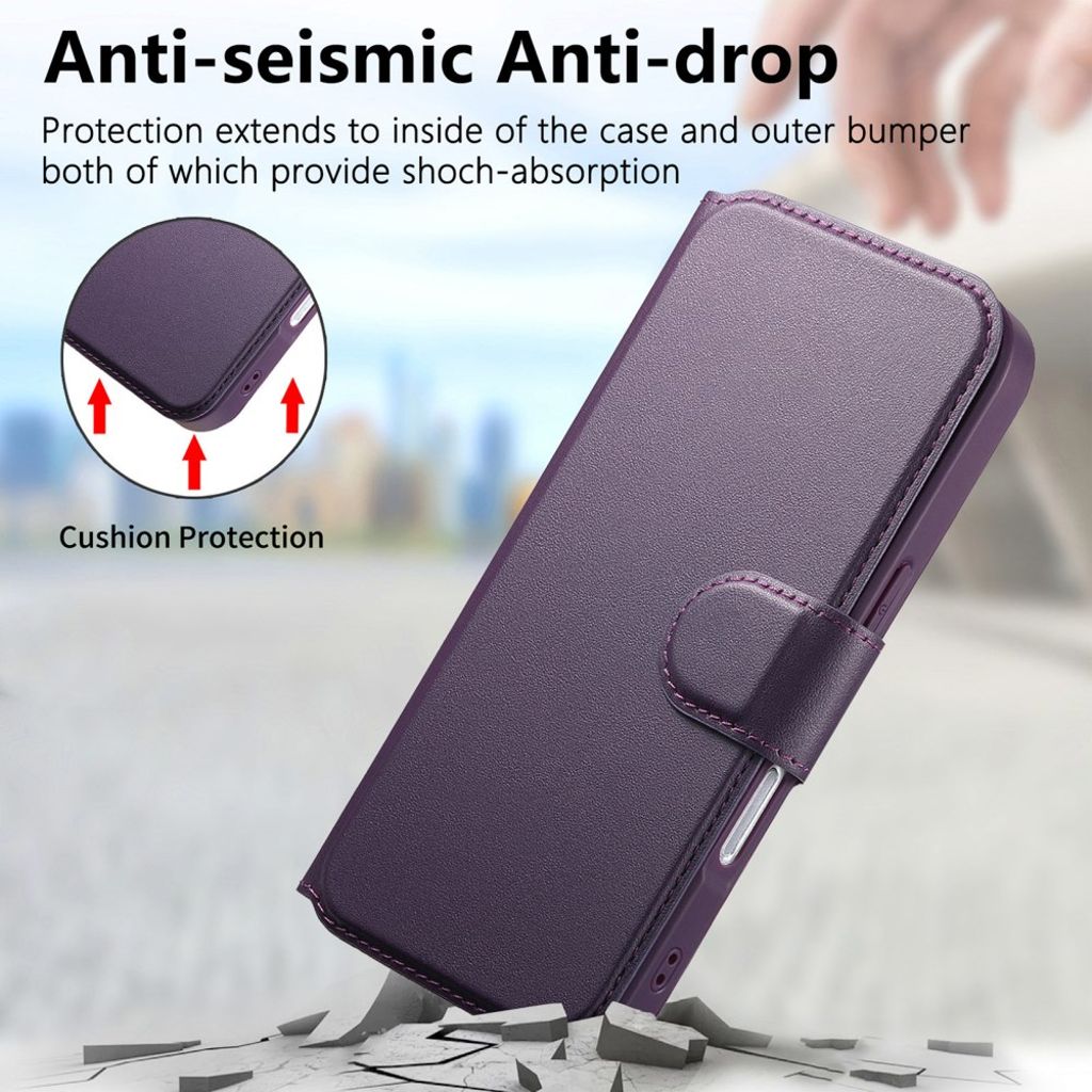 CASENEO iPhone 16 Pro Max Plånboksfodral MagSafe RFID-funktion – Lila