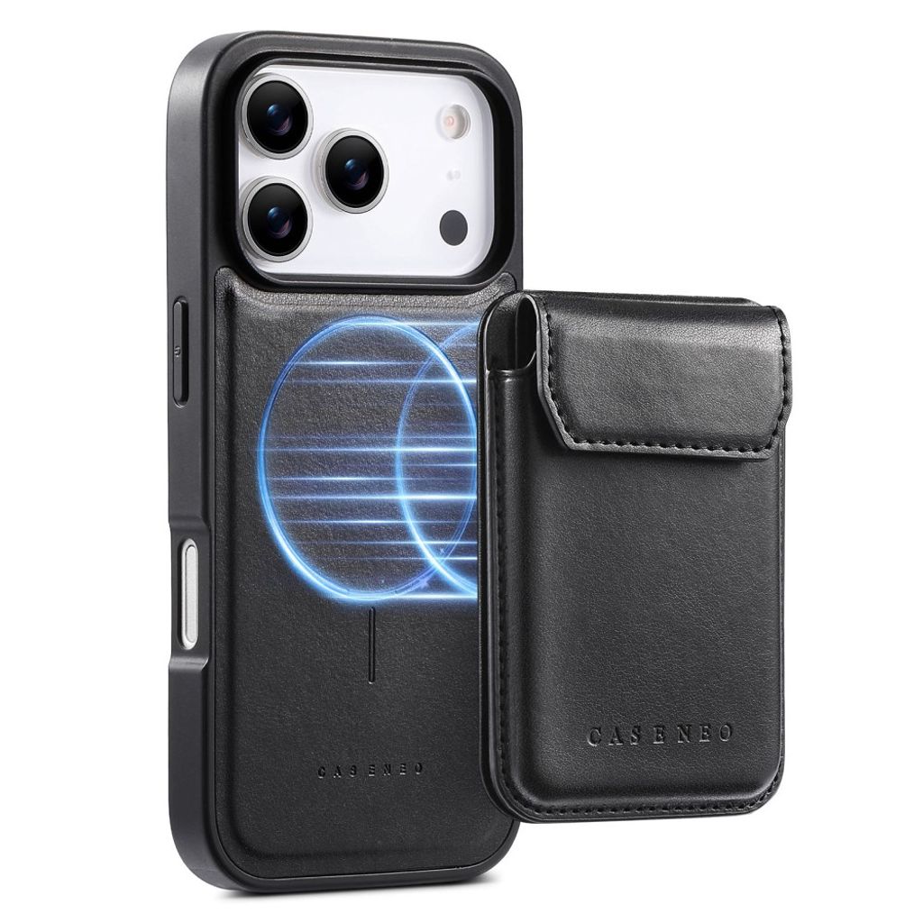 CASENO iPhone 18 Pro/17 Pro Deksel MagSafe Avtakbar Kortholder - Svart