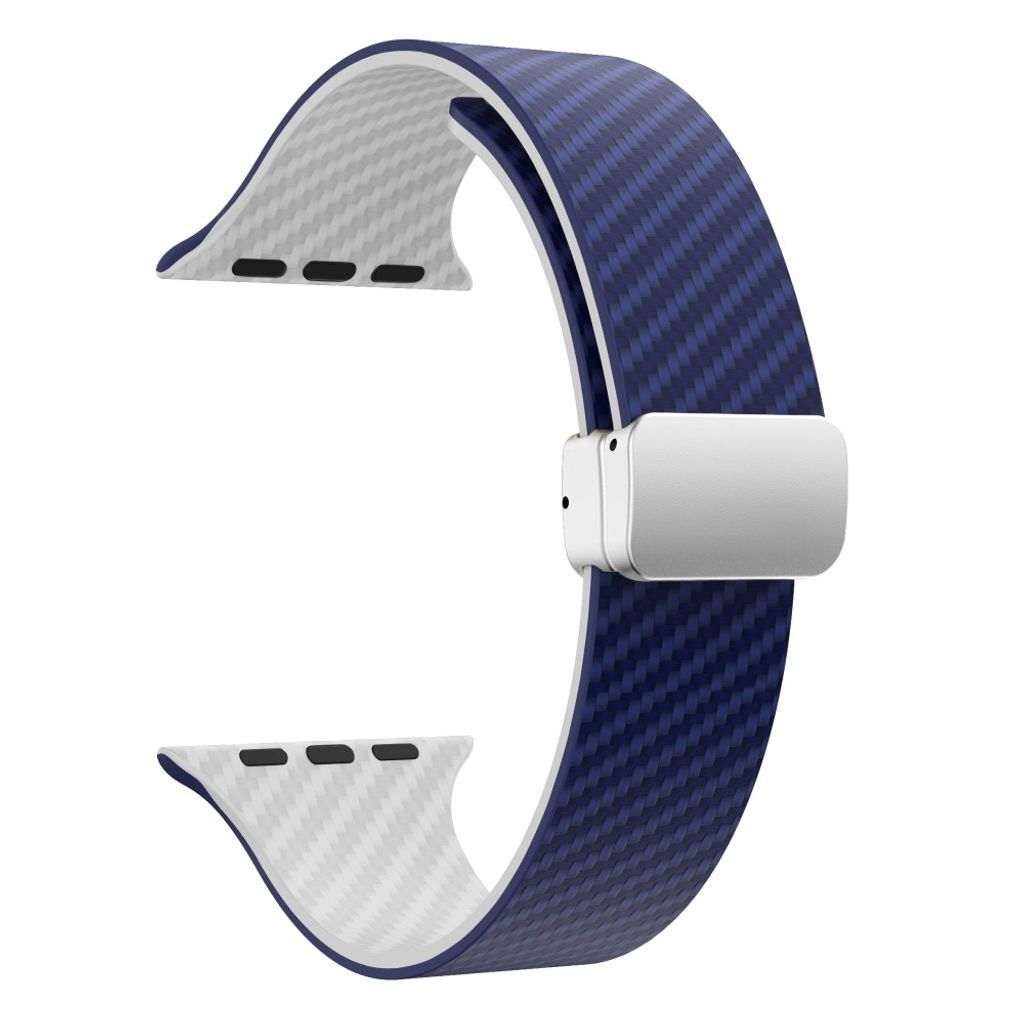 Apple Watch 42 / 41/ 40 / 38mm Klockarmband kolfibertextur - Blå/Vit