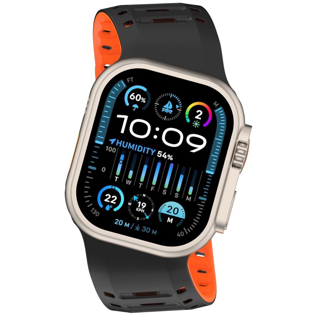 Apple Watch 49/46/44/42mm Klockarmband i Silikon Magnetisk - Svart/Orange
