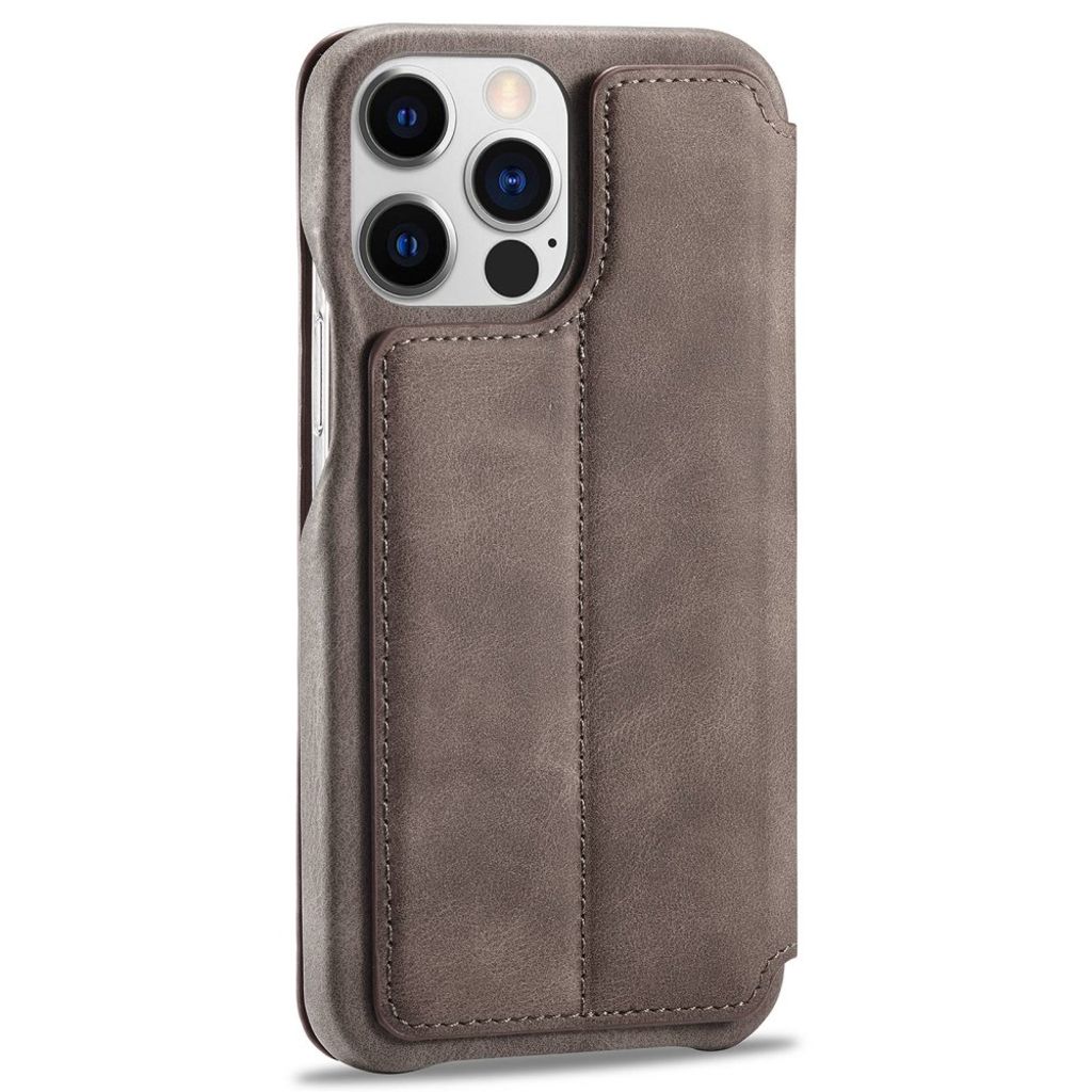 LC.IMEEKE iPhone 14 Pro Max Wallet Cover Card Holder Stand - Dark Brown